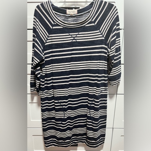 Max Studio Weekend Black Striped Casual Dress D2 - Picture 2 of 7